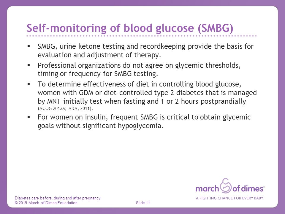 Self Monitoring of Blood Glucose - SMBG Chart